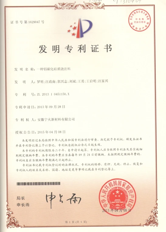 一种铝碳化硅质浇注料